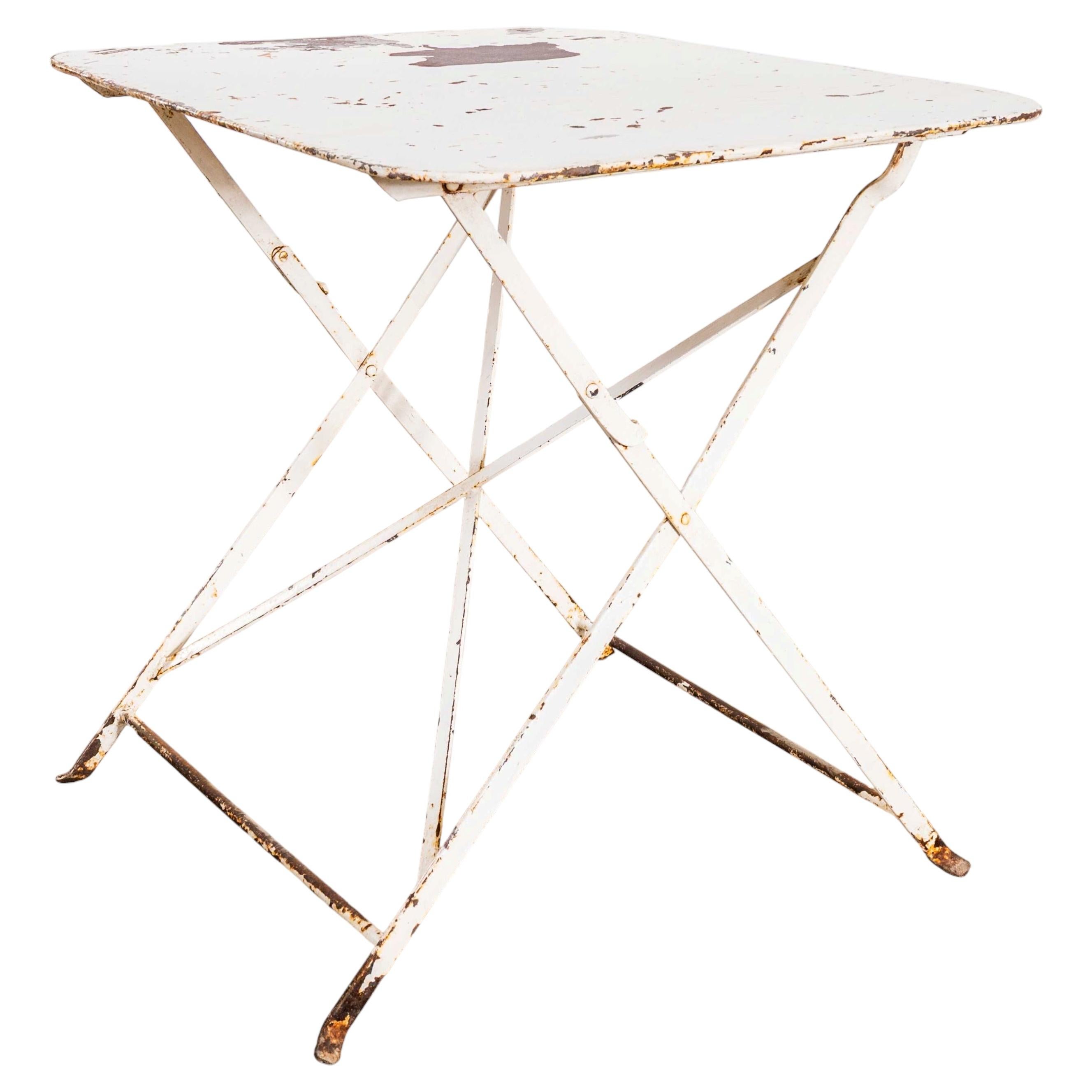 1950's French White Rectangular Metal Folding Dining Table For Sale