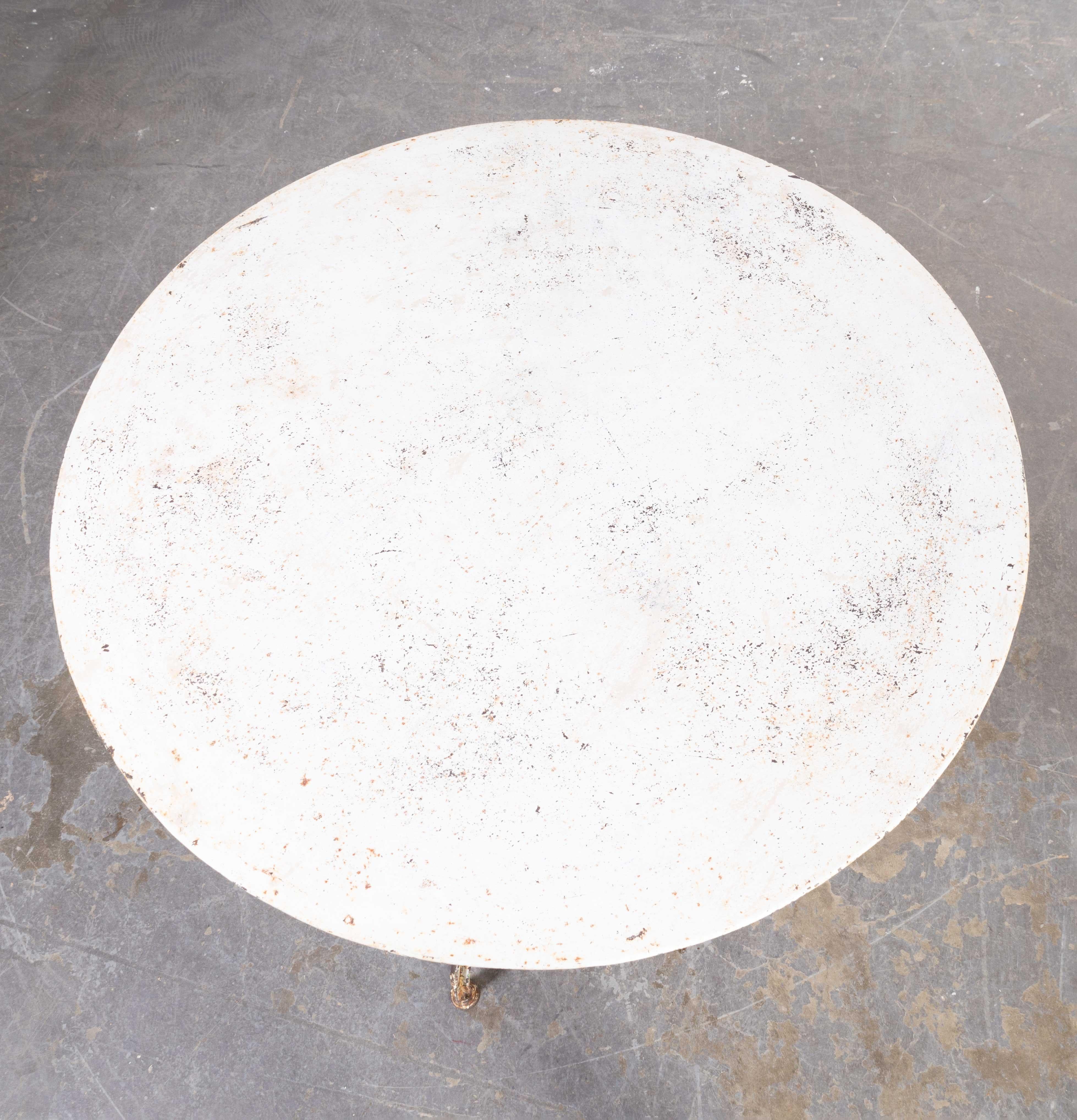 1950's French White Round Garden Table 1