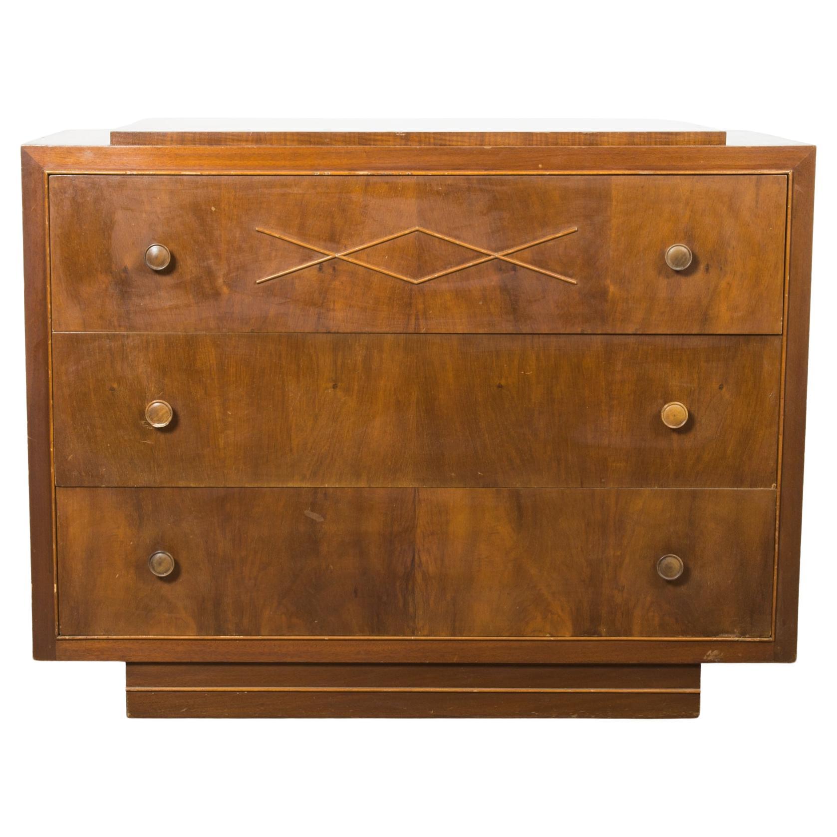 1950s French Wooden Chest of Drawers