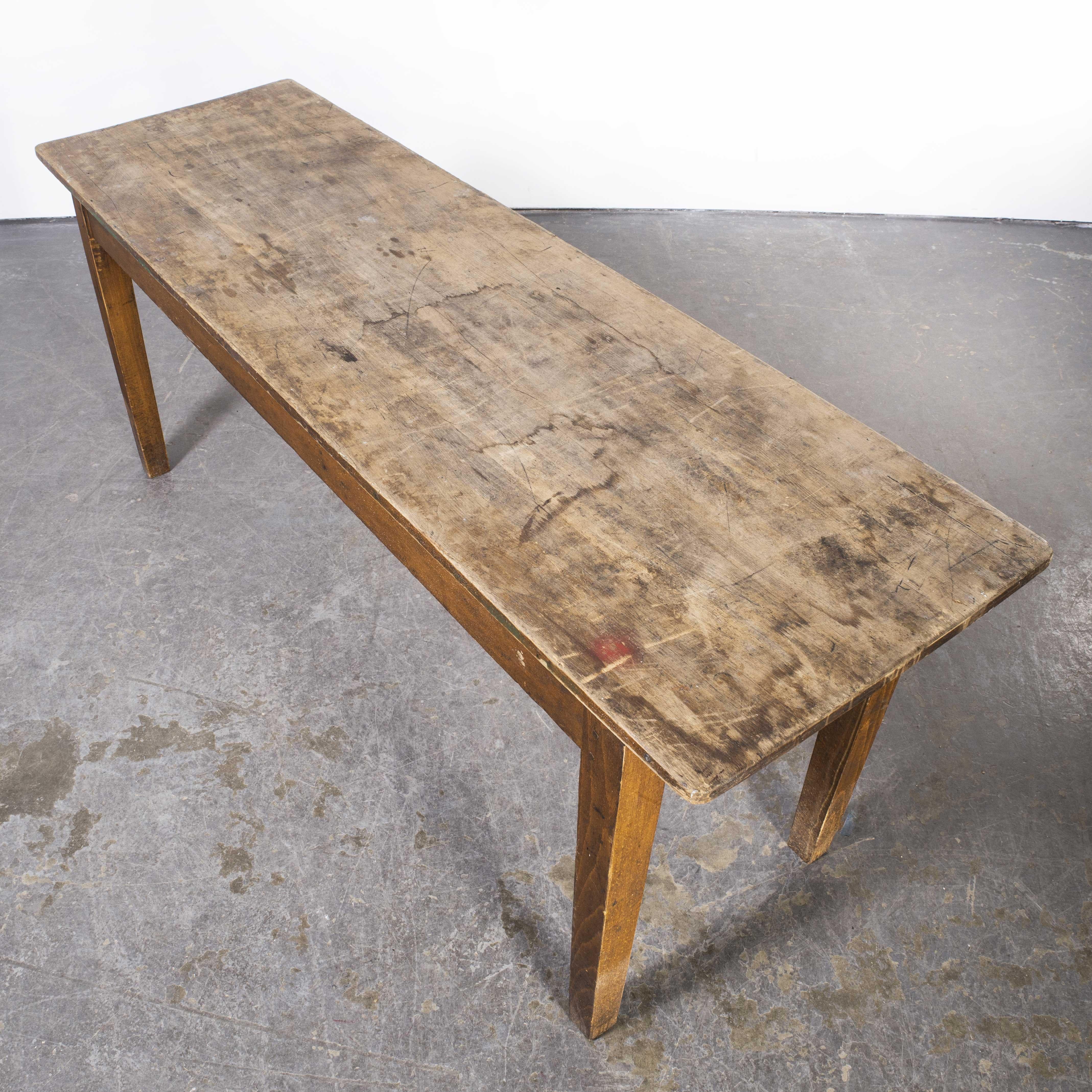 Pine 1950's French Workshop Rectangular Dining Table For Sale