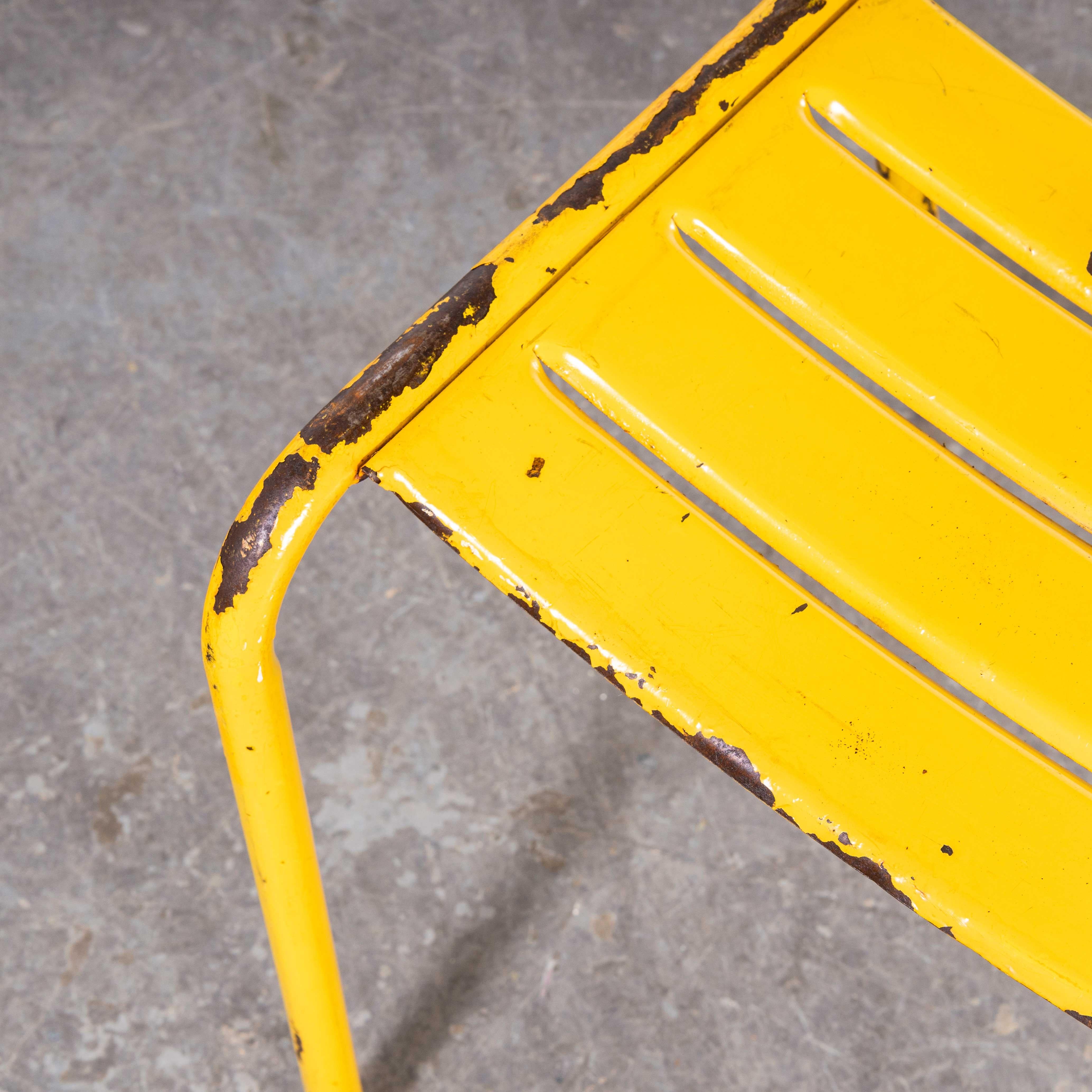 1950's French Yellow Metal Outdoor Dining Chairs, Good Quantities Available In Good Condition In Hook, Hampshire
