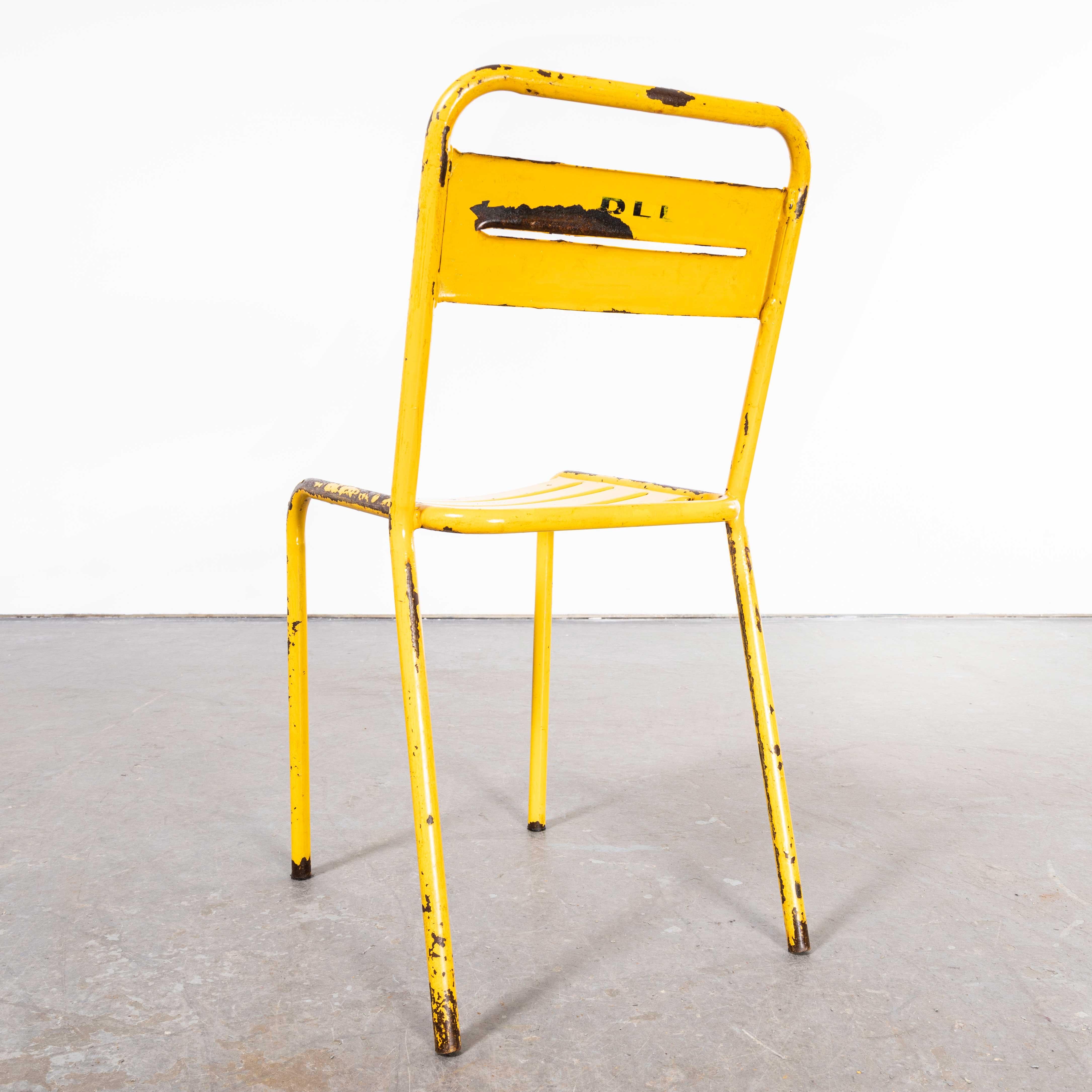 Mid-20th Century 1950's French Yellow Metal Outdoor Dining Chairs, Good Quantities Available