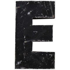 Used 1950s French Zinc Letters, Letter Black E