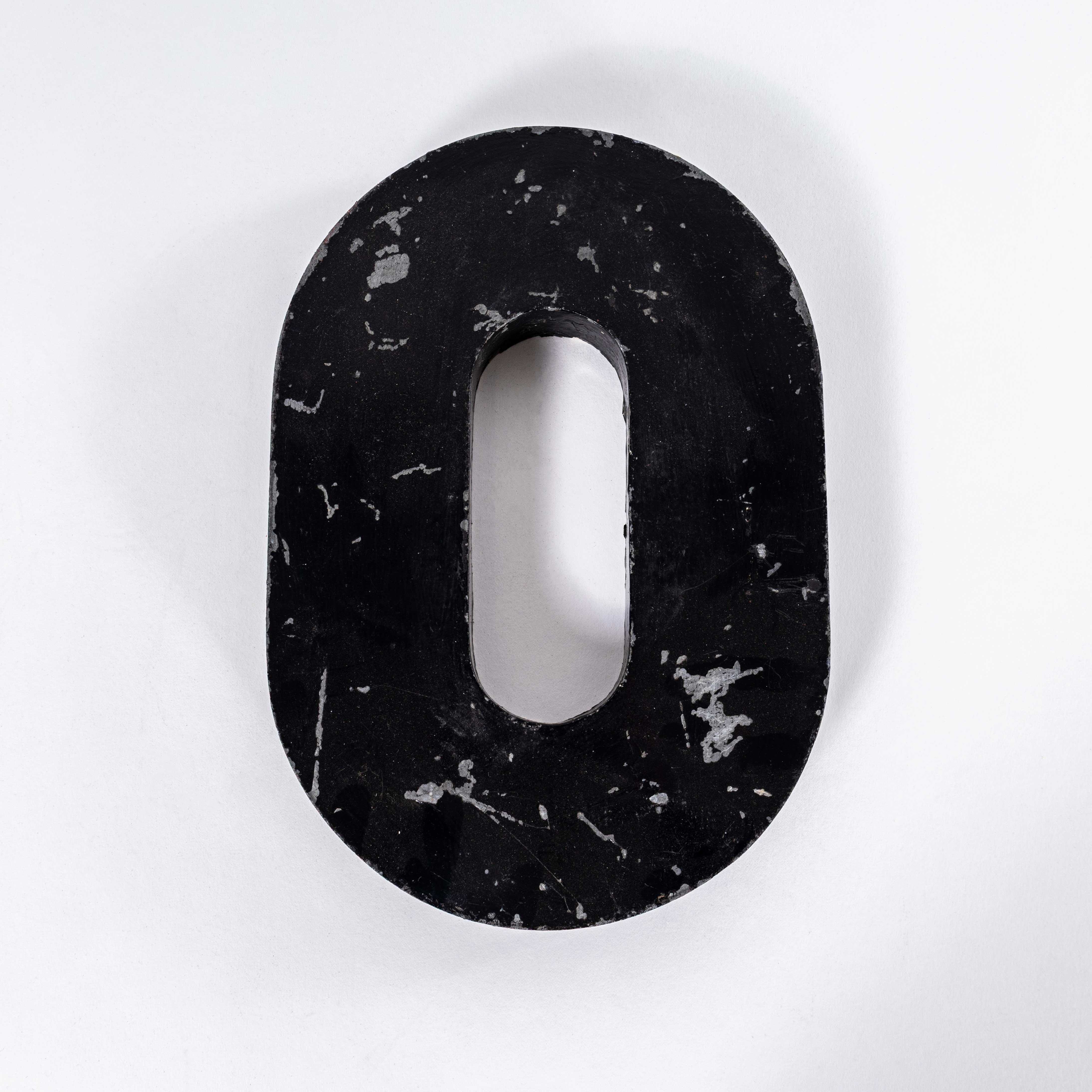 1950’s French Zinc letters – Letter Black O. 
The letters have been handmade in sheet steel and zinc dipped. The letters are hollow on the reverse. This listing is for one letter only as specified in the description.

Workshop Report:
Our workshop