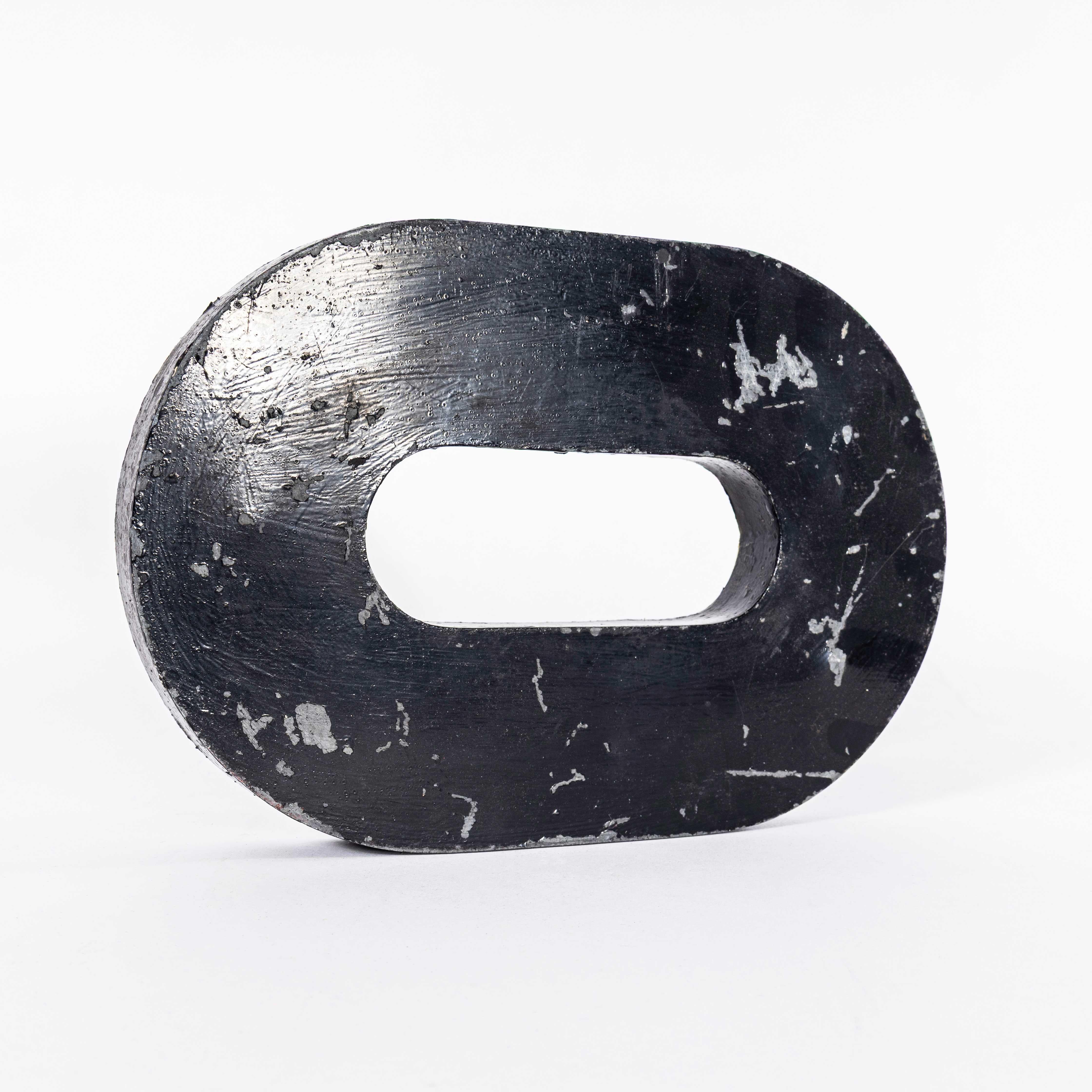 Sheet Metal 1950's French Zinc Letters - Letter Black O For Sale