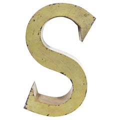 Französische Zinkbuchstaben aus den 1950er Jahren - Buchstabe Grün S