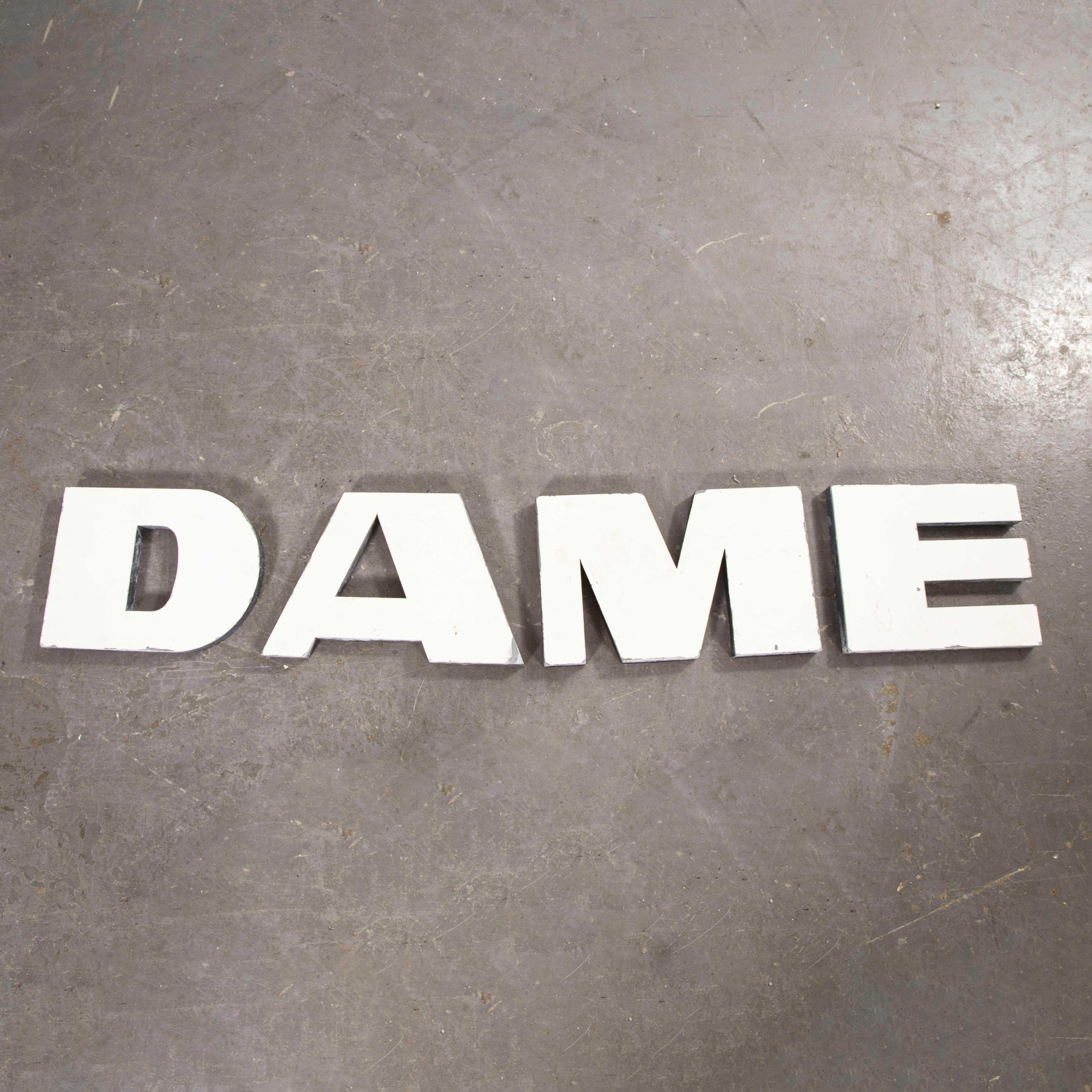 1950s French Zinc Letters, Letter White D 2