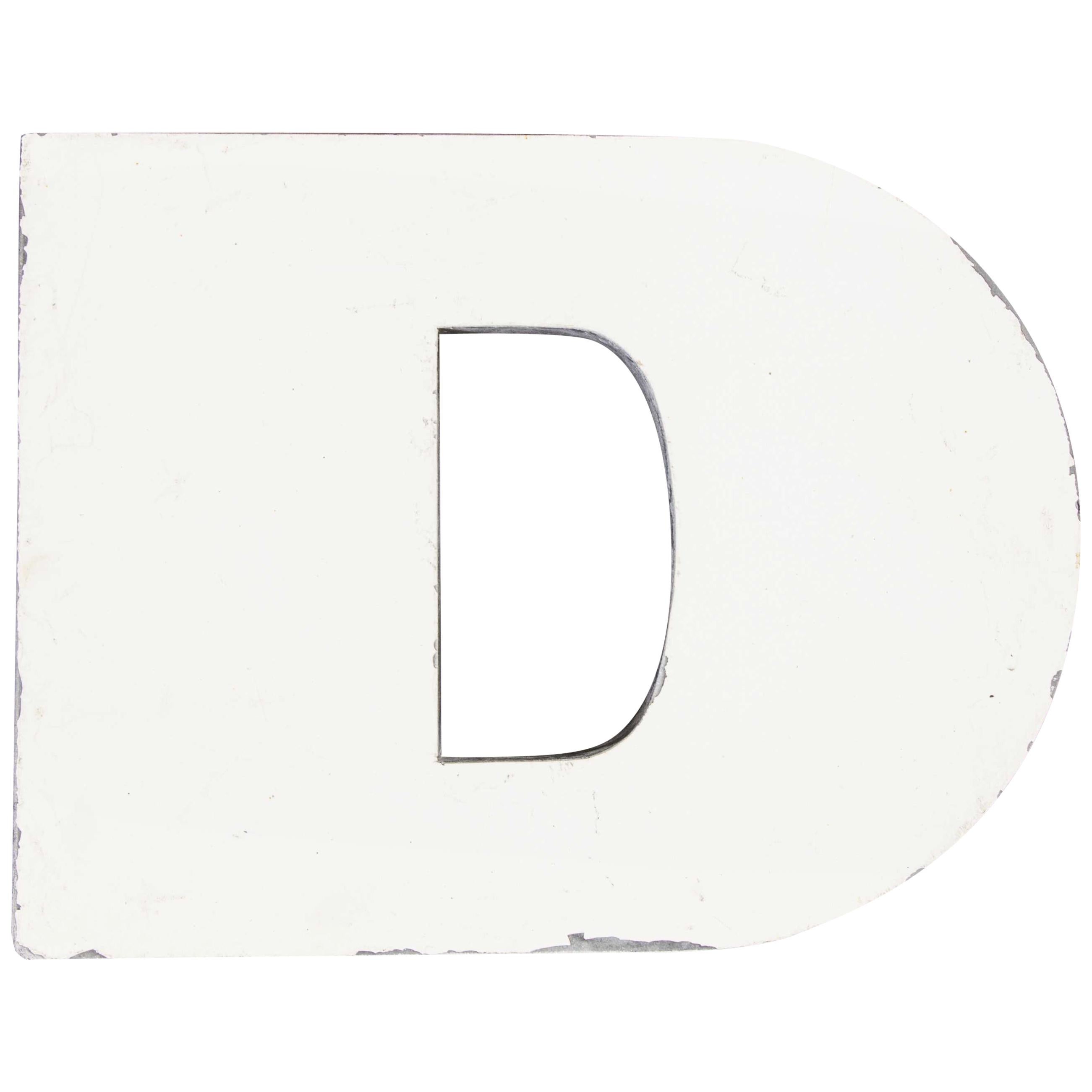 1950s French Zinc Letters, Letter White D