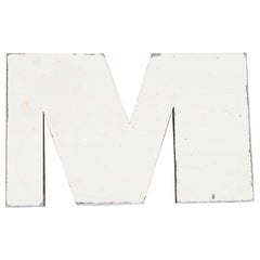 Vintage 1950s French Zinc Letters, Letter White M