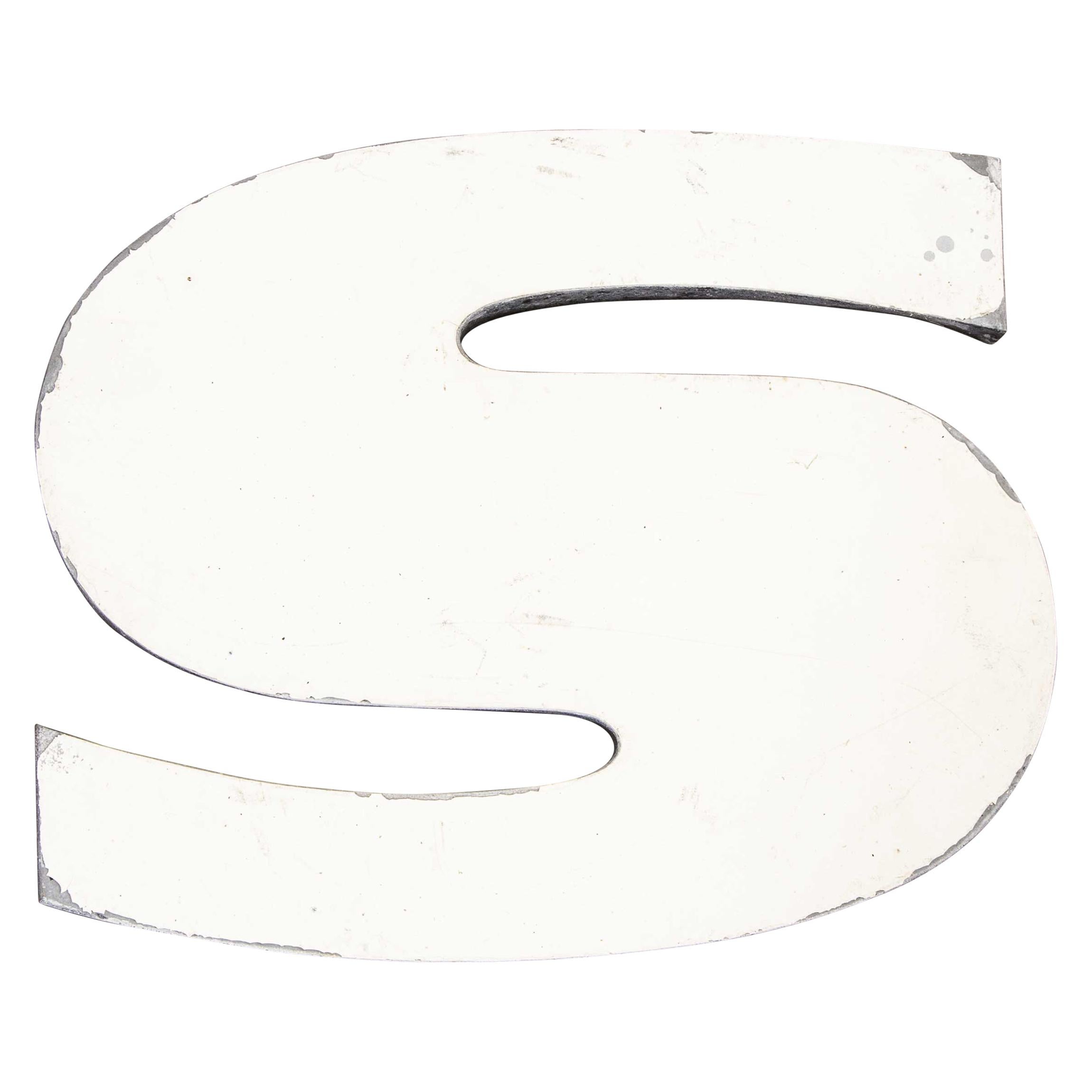 1950s French Zinc Letters, Letter White S