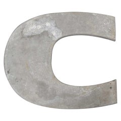 Vintage 1950s French Zinc Letters, Letter Zinc C