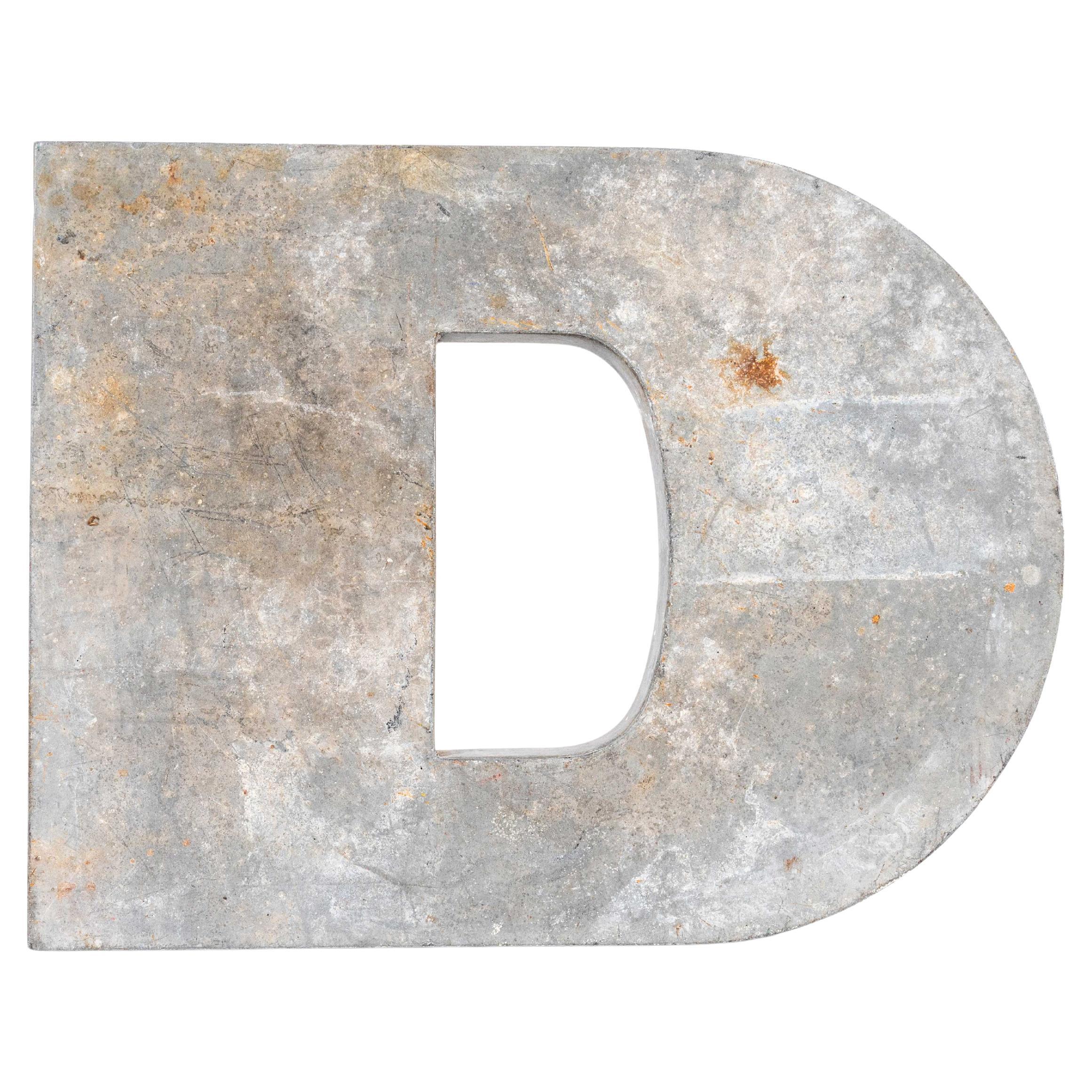 1950's French Zinc Letters - Letter Zinc D For Sale