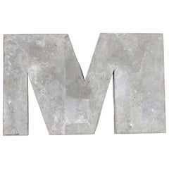 Vintage 1950s French Zinc Letters, Letter Zinc M