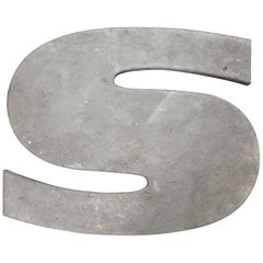 Vintage 1950s French Zinc Letters, Letter Zinc S