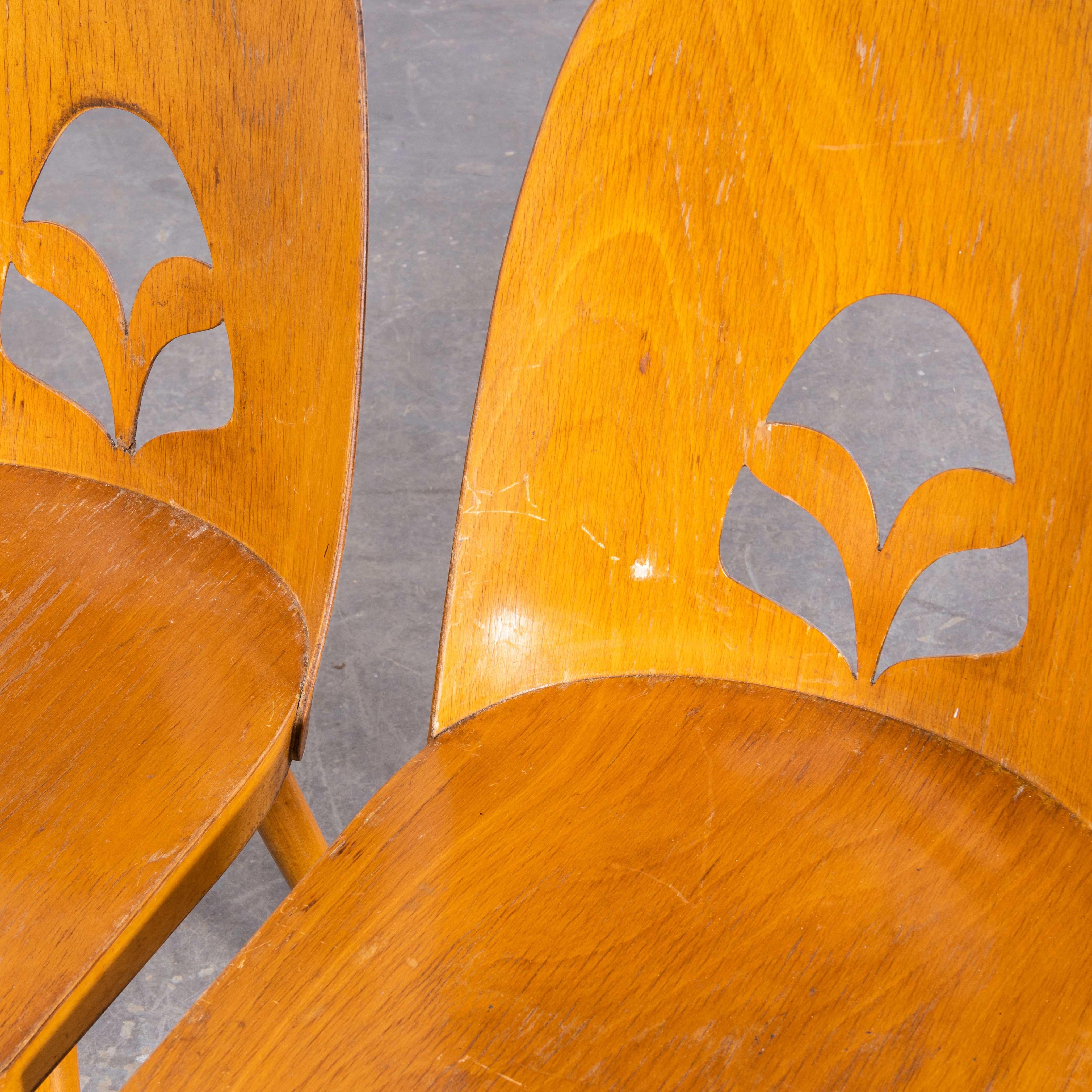 1950s Fretwork Detail Dining Chairs by Radomir Hoffman, Pair For Sale 5