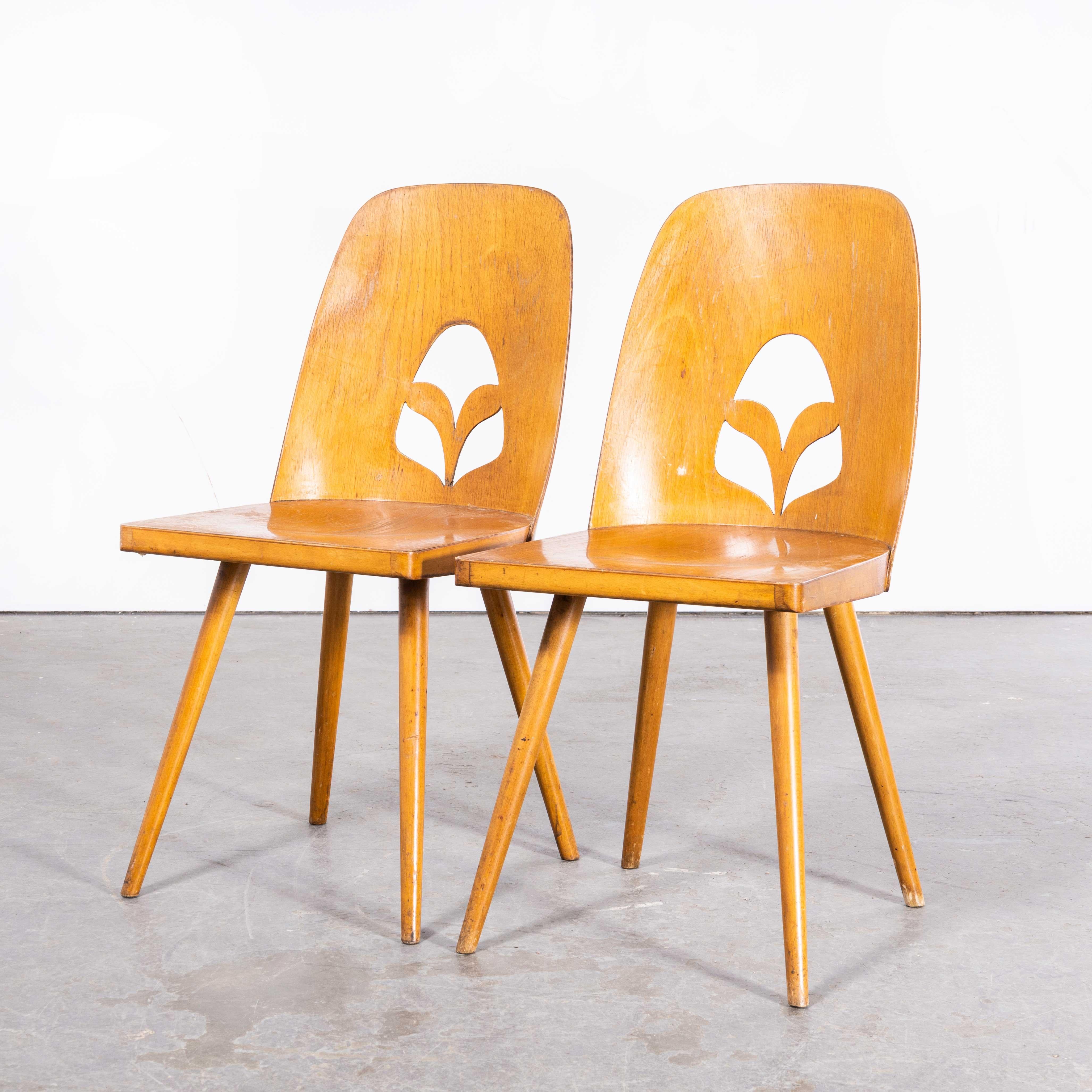 Mid-20th Century 1950s Fretwork Detail Dining Chairs by Radomir Hoffman, Pair For Sale