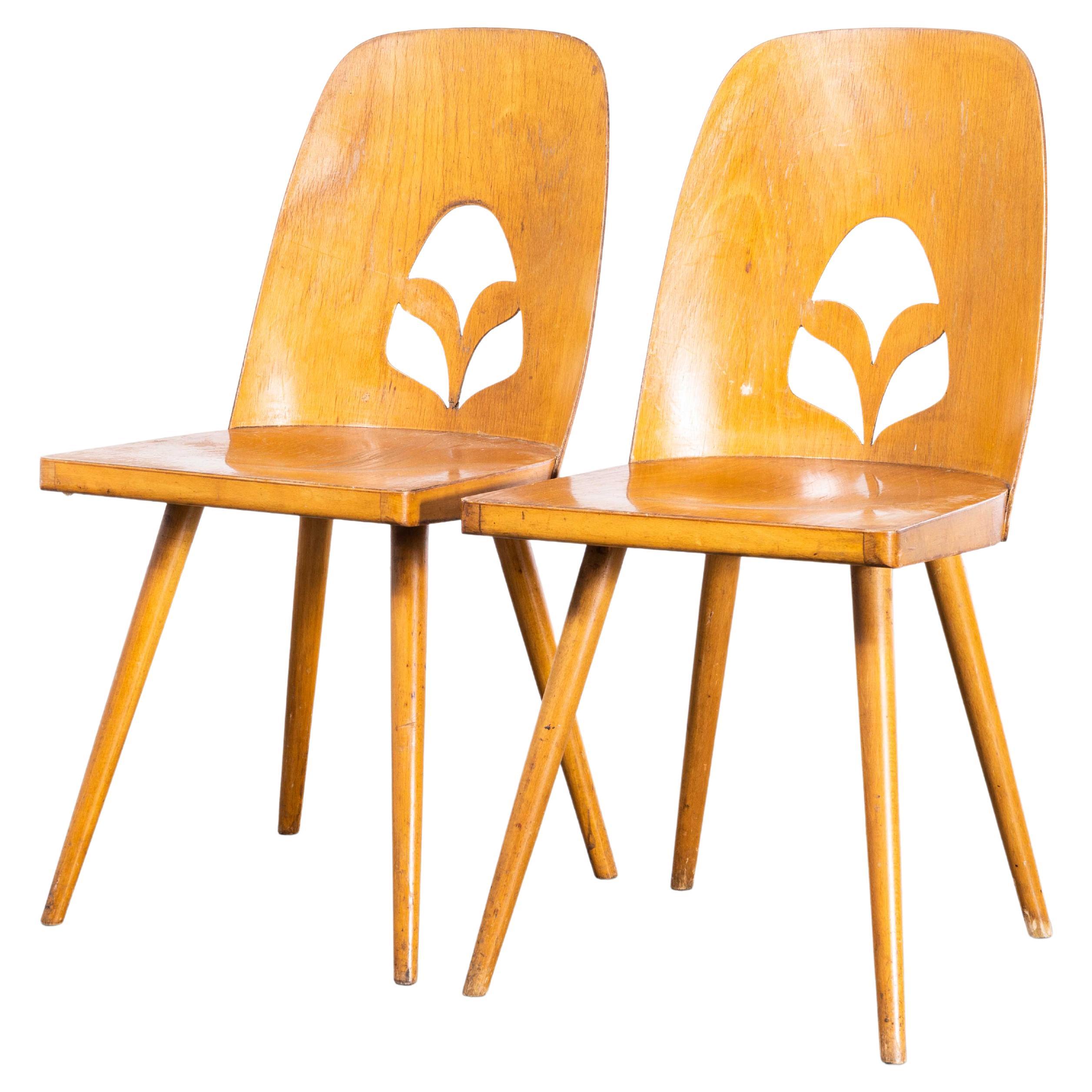 1950s Fretwork Detail Dining Chairs by Radomir Hoffman, Pair For Sale