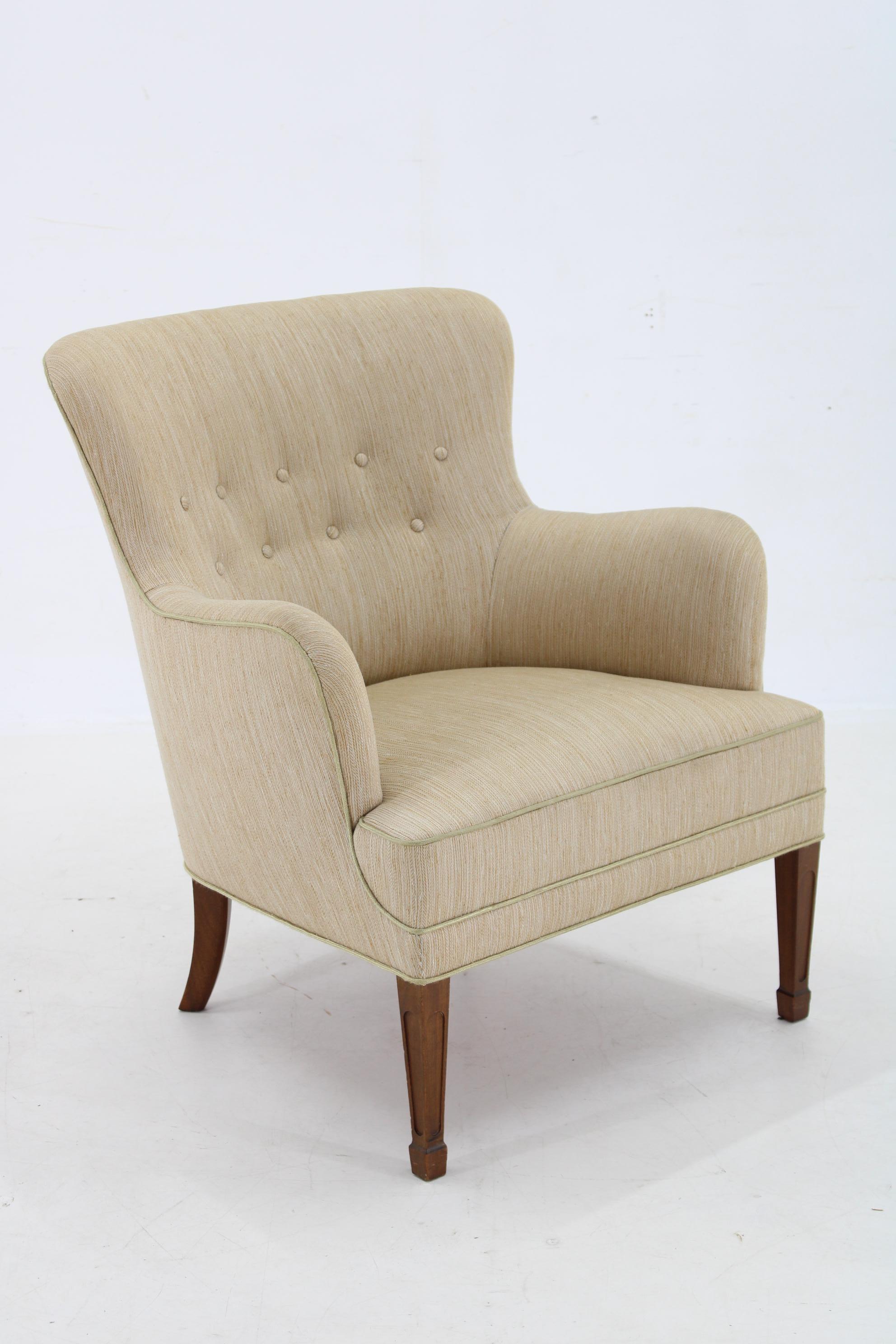 Mid-Century Modern 1950s Frits Henningsen Lounge Chair , Denmark