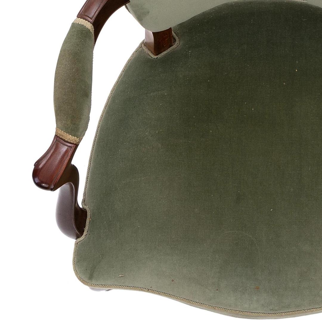 Mid-20th Century 1950s Frits Henningsen Pair of Hardwood Beech Armchairs with Green Velour For Sale