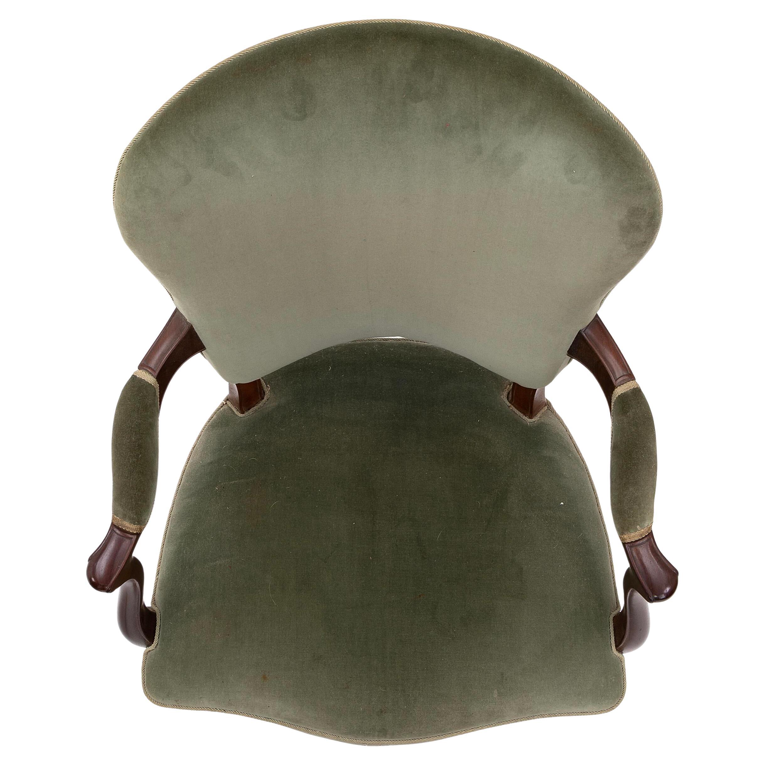 1950s Frits Henningsen Pair of Hardwood Beech Armchairs with Green Velour For Sale