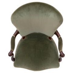 Frits Henningsen, Paar Sessel aus Hartholz Buchenholz mit grünem Velour, 1950er Jahre
