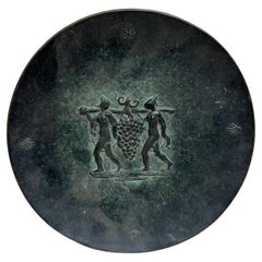 1950s Fritz Nuss Bronze Wall Art Plate Harvest Maidens Carrying Grapes