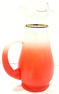 1950'S Frosted Peach and 22-Karat Gold Drinks Set of Seven Pieces by, Blendo