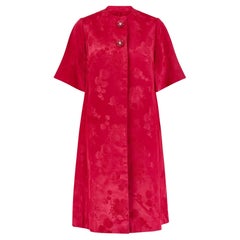 Ensemble robe et manteau en jacquard rose fuchsia des années 1950