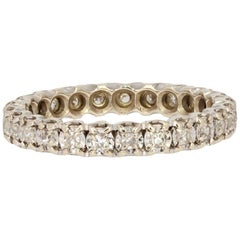 1950s Full Turn Diamond 18 Karat White Gold Wedding Band Ring