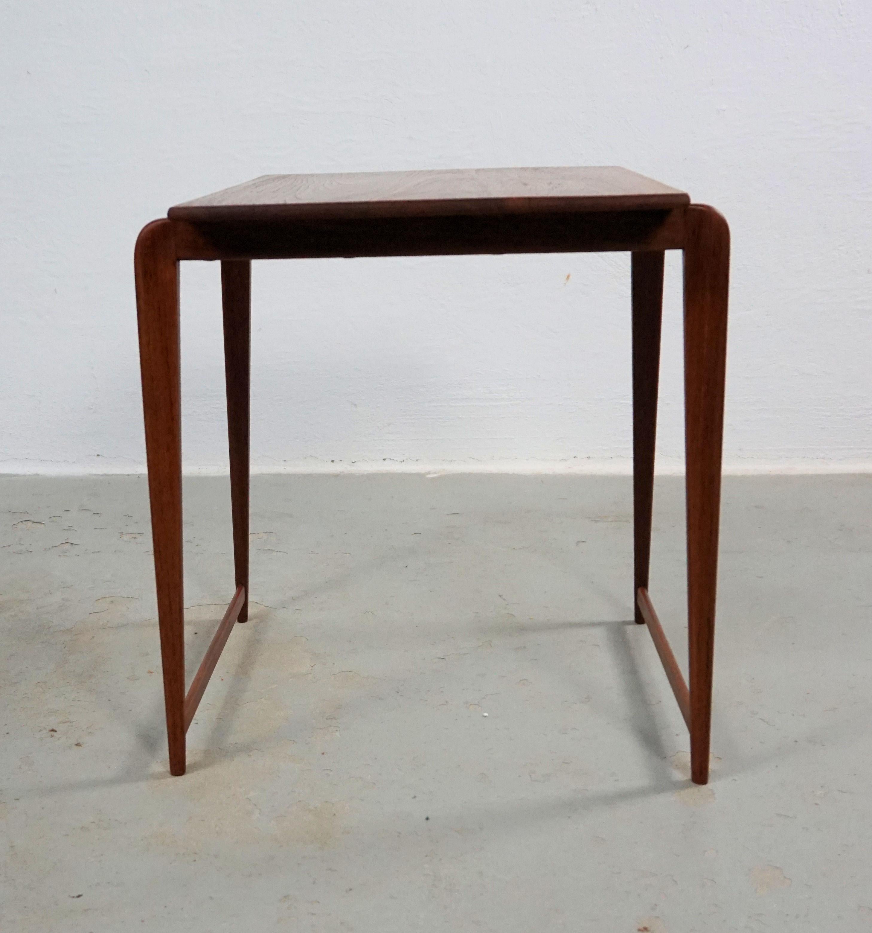 Scandinavian Modern 1950s Fully Restored Danish Small Side Table in Teak For Sale