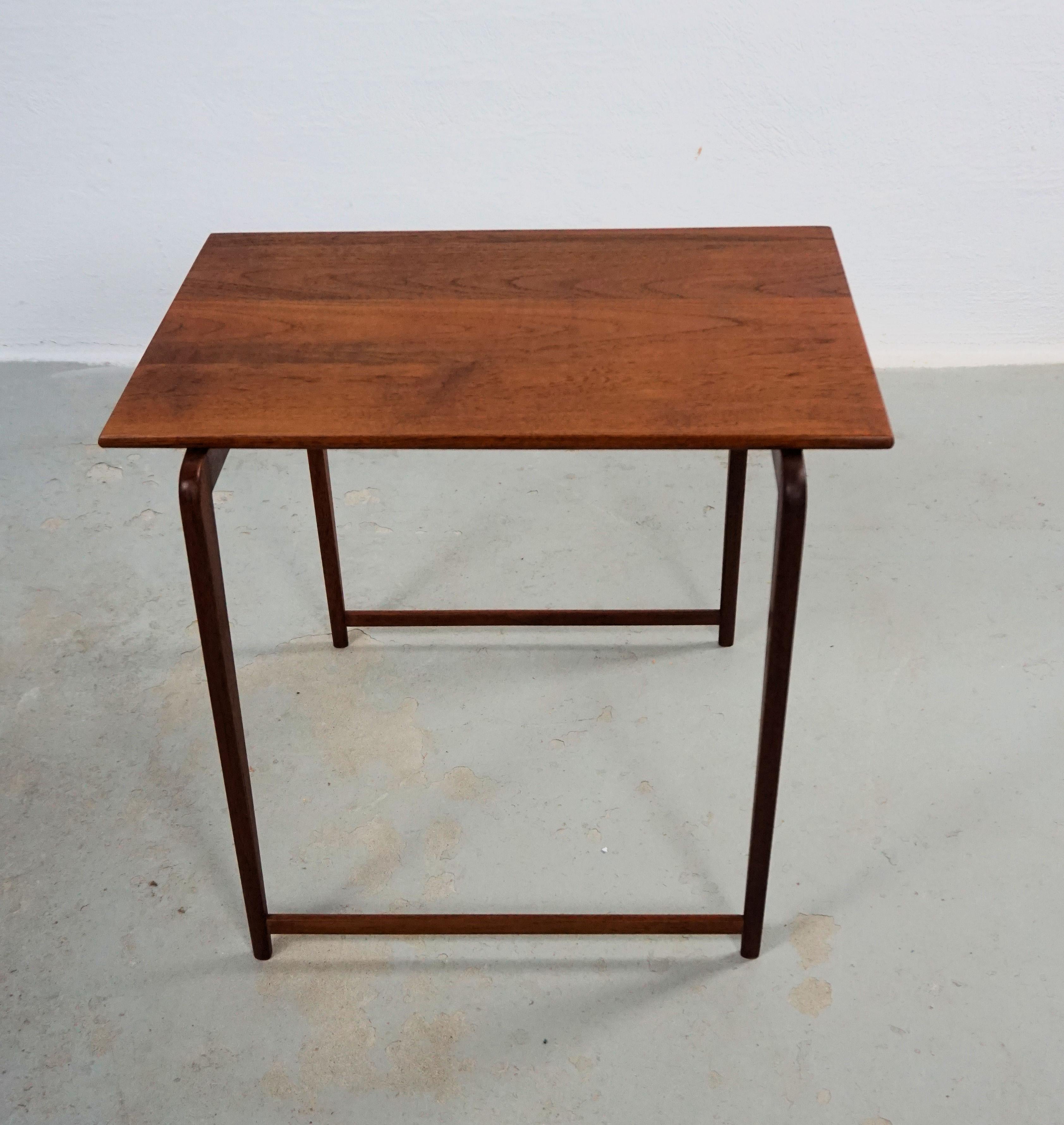 Mid-20th Century 1950s Fully Restored Danish Small Side Table in Teak For Sale