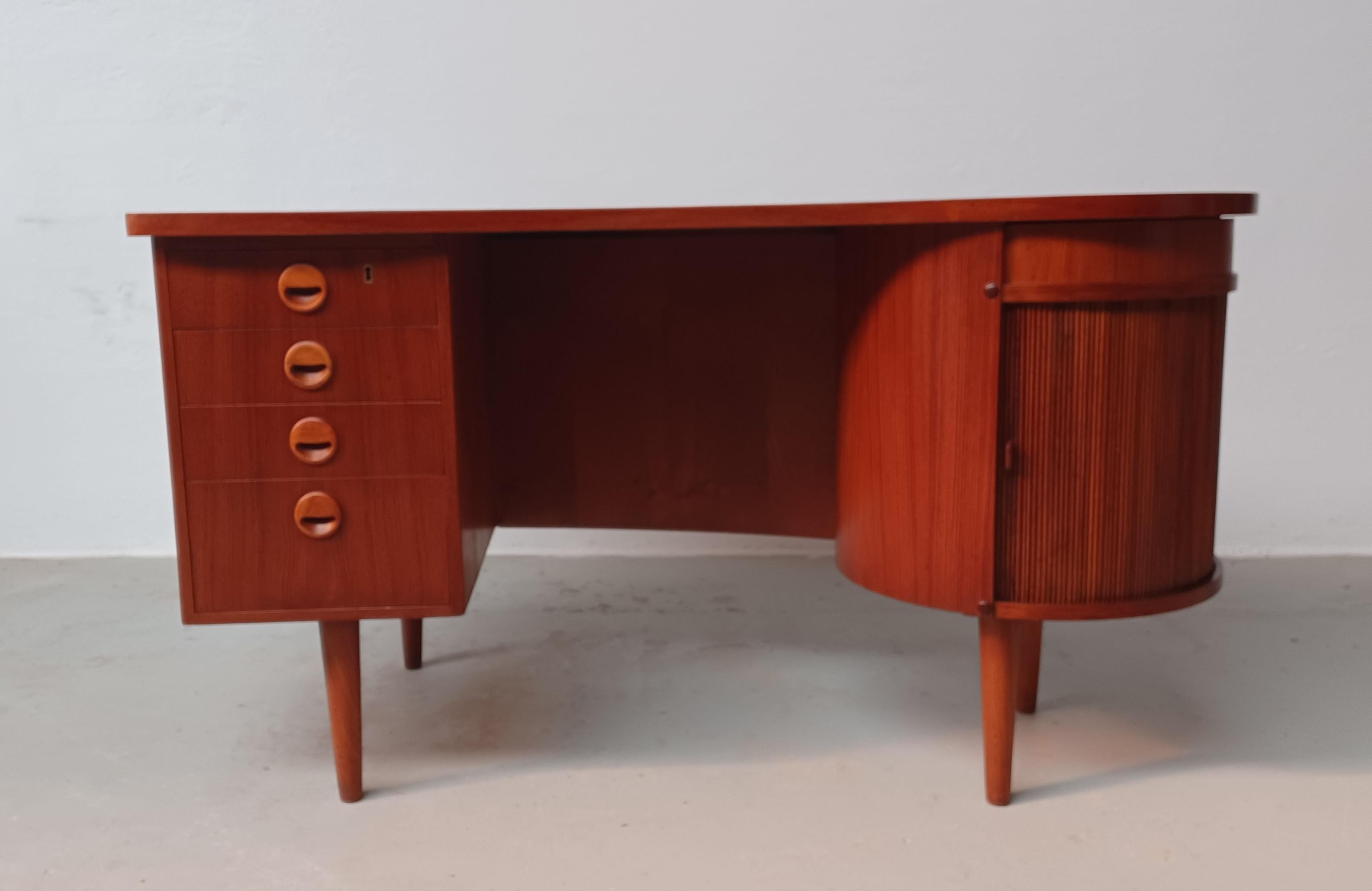 Mid-Century Modern 1950's Fully Restored Teak Executive Writing Desk from Feldballes Møbelfabrik