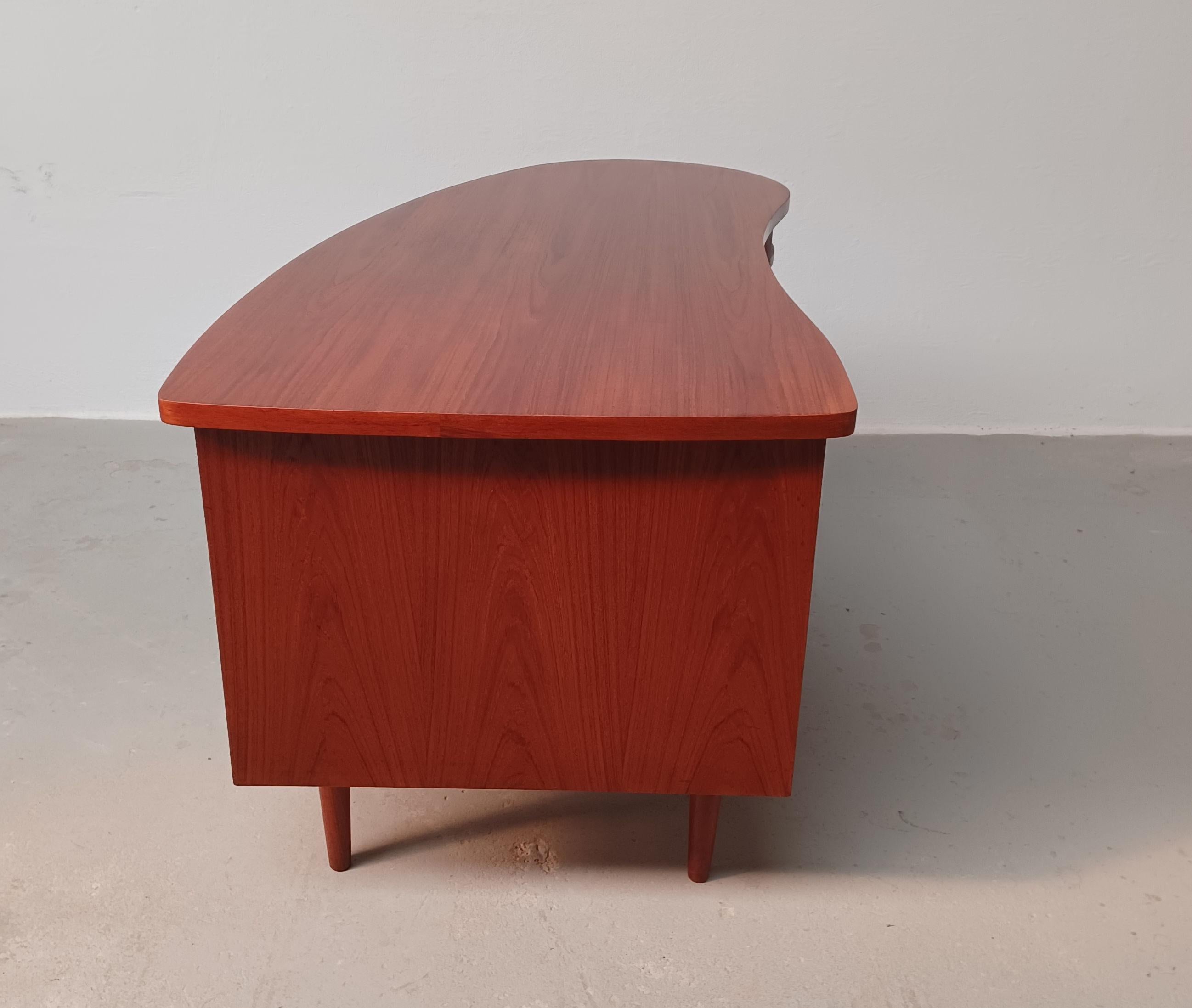 1950's Fully Restored Teak Executive Writing Desk from Feldballes Møbelfabrik 1