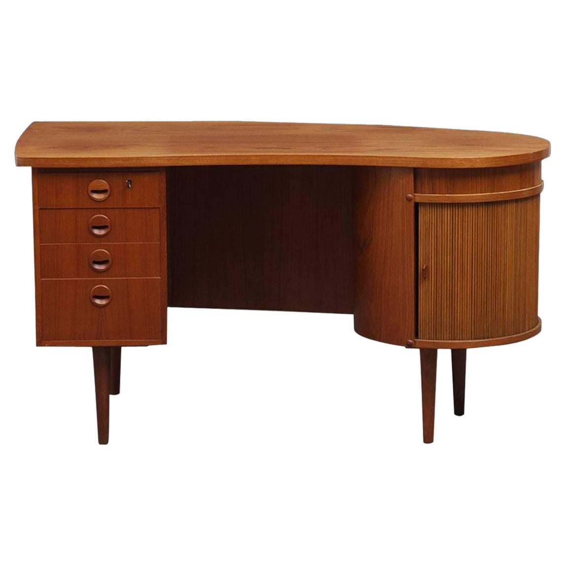 1950
s Fully Restored Teak Executive Writing Desk from Feldballes Møbelfabrik