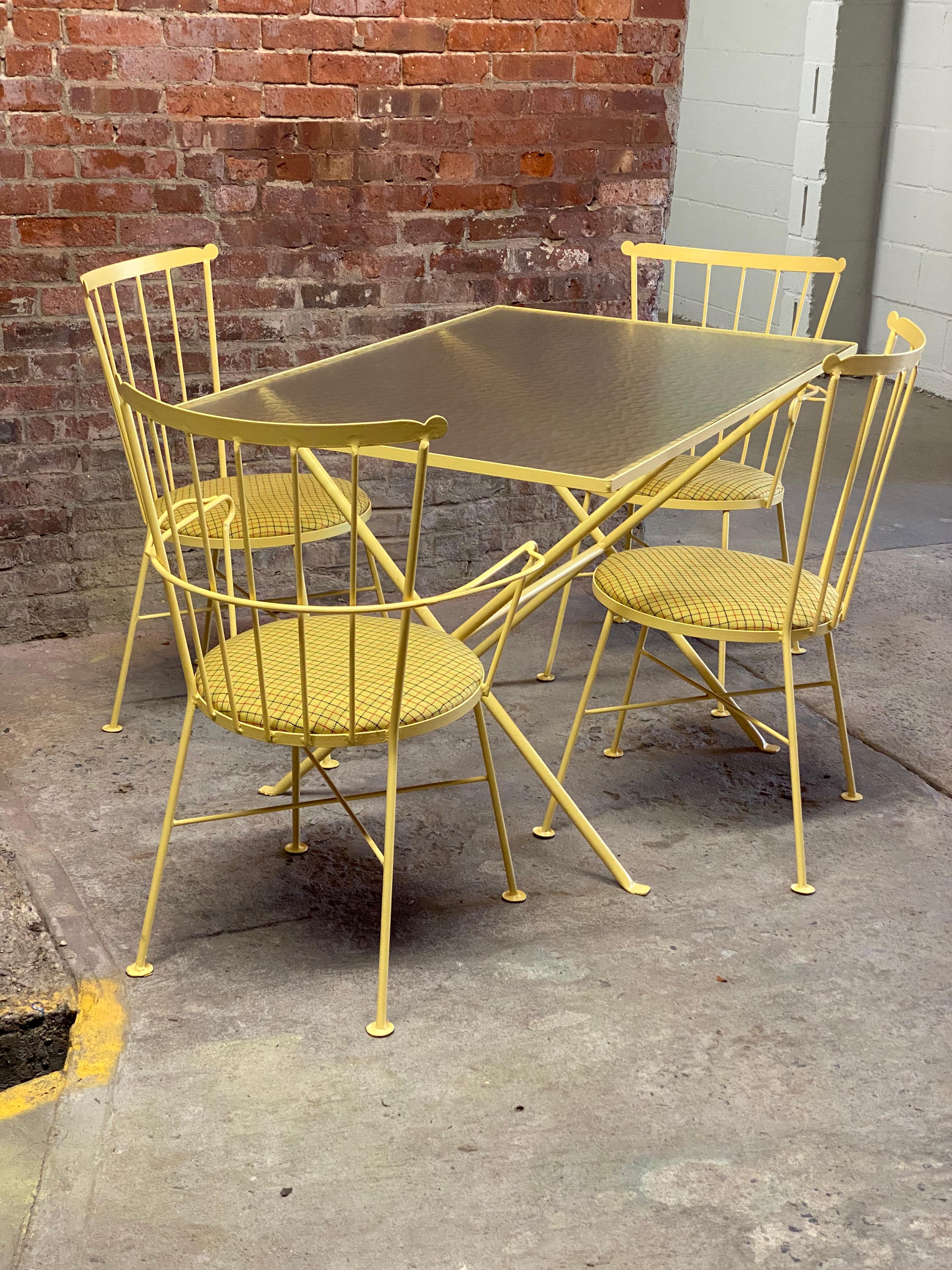 American 1950s Gallo Original Iron Works Kitchenette Table and Windsor Chairs For Sale