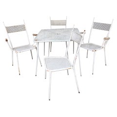 Retro 1950s Garden Furniture in Metal and Perforated Sheet