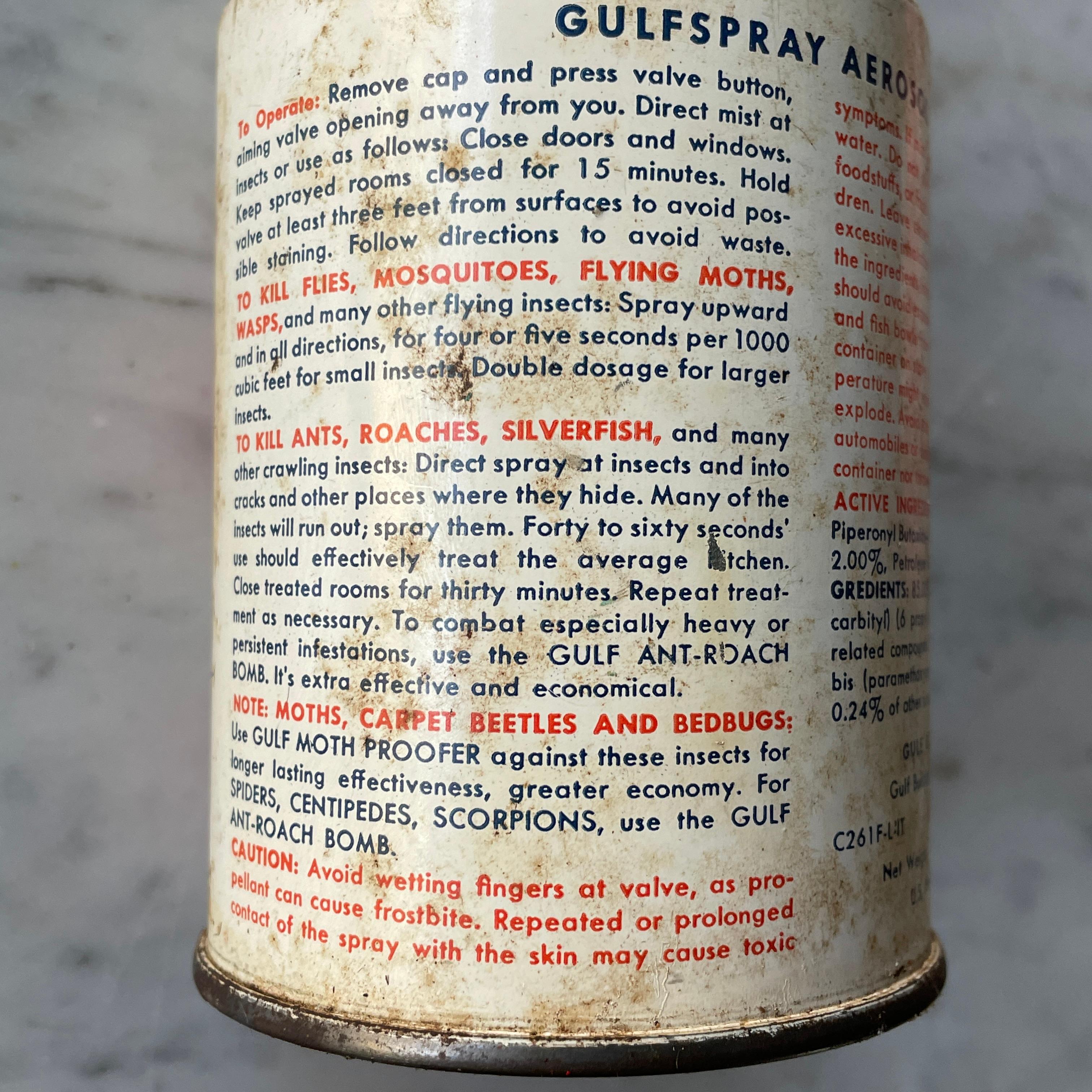 1950s Gas Station Object Gulf Oil Tin Bug Spray Can Advertising Graphics Prop For Sale 1