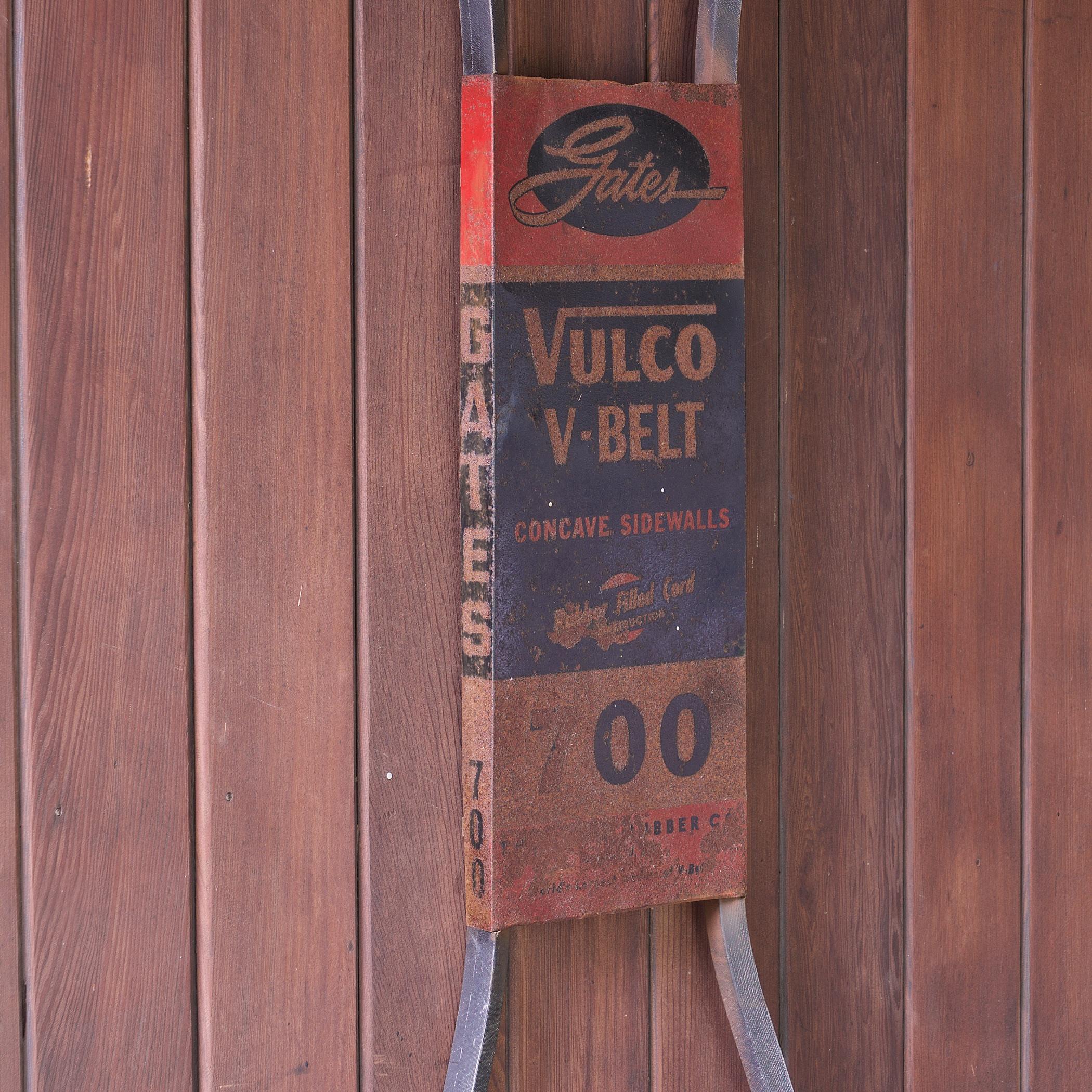 Steel 1950s Gates Vulco Belts Vintage Painted Tin Sign or Sales Display Ratrod Garage For Sale