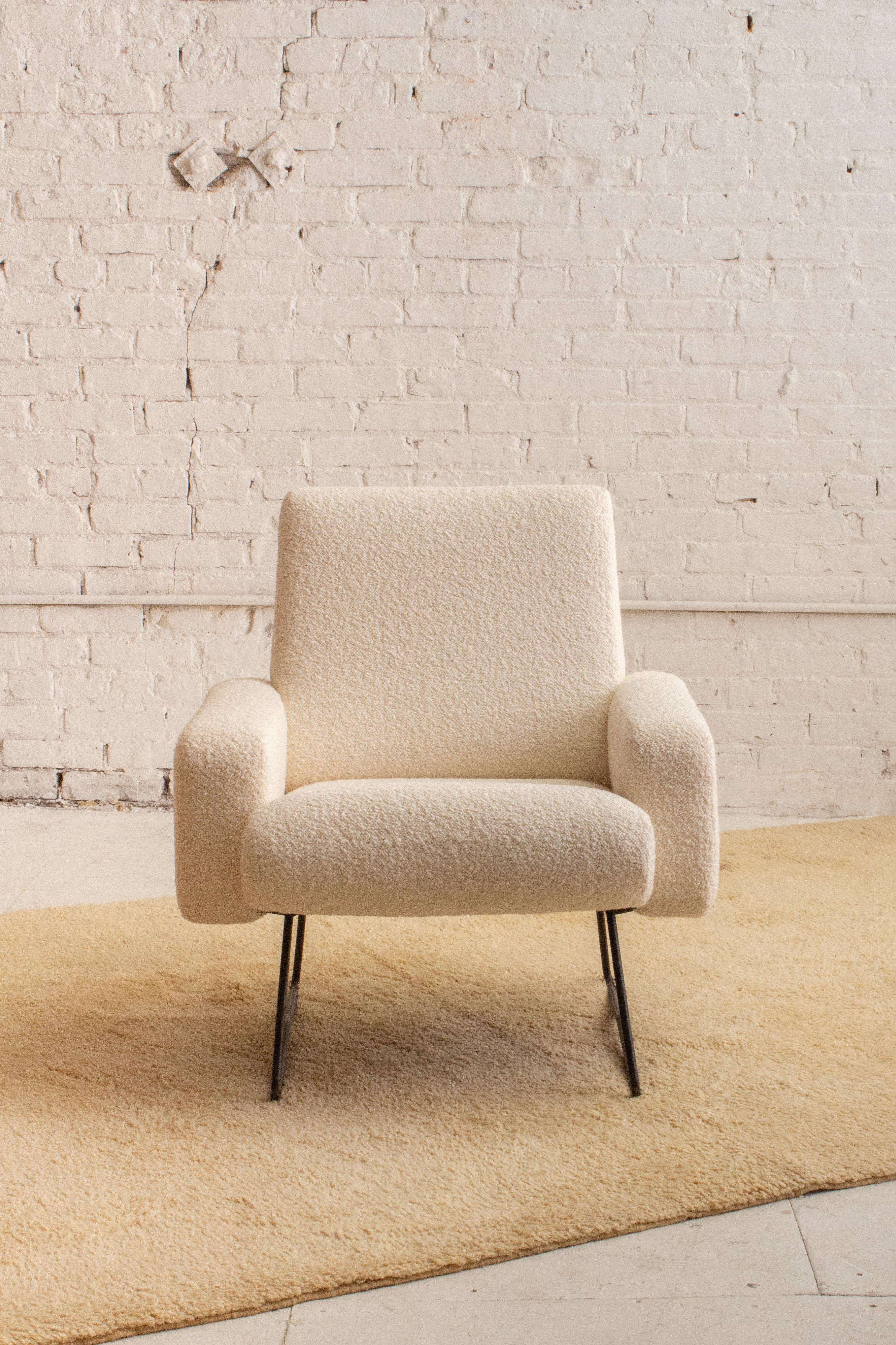 Bouclé 1950s Geneviève Dangles & Christian Defrance Armchair For Sale