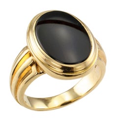 Anello in oro all'onice per gentiluomini degli anni '50