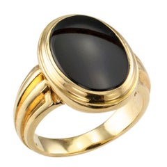 bague en or onyx pour homme des années 1950