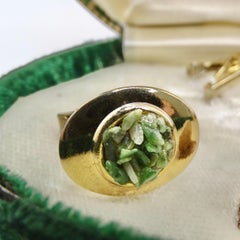 Manschettenknöpfe und Clips aus echter Jade aus den 1950er Jahren