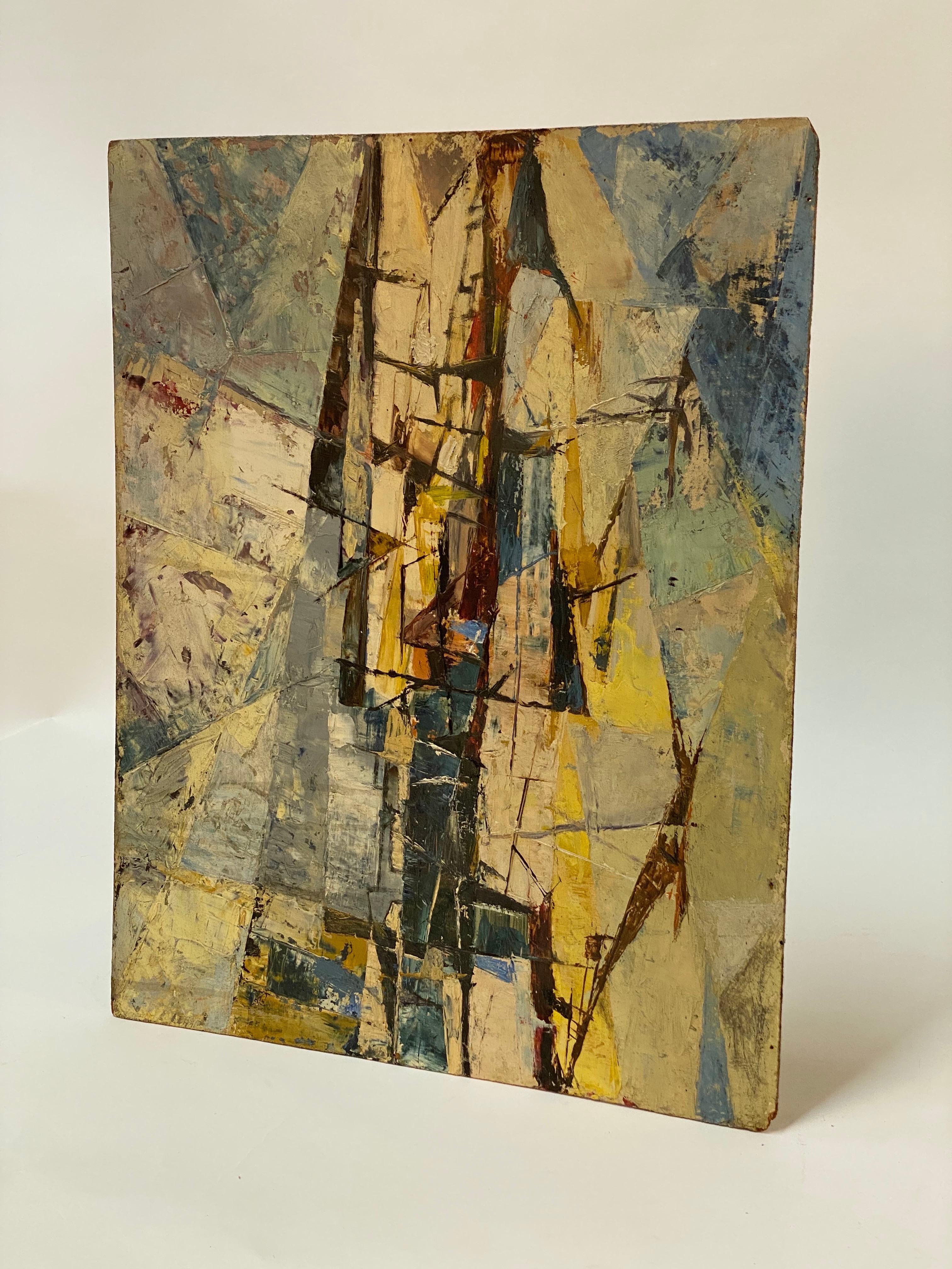 Mid-Century Modern 1950s Geometric Abstract Painting For Sale
