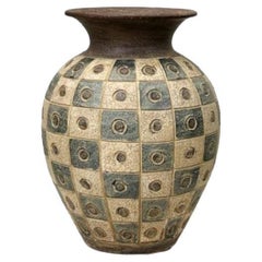 1950s Geometric Patterned Terracotta Vase