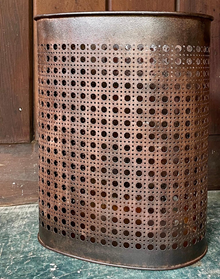 1980s White Perforated Metal Office Wastebasket Trash Can Italy Memphis  Sottsass For Sale at 1stDibs