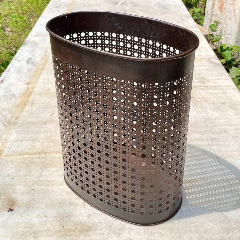 1980s White Perforated Metal Office Wastebasket Trash Can Italy Memphis  Sottsass For Sale at 1stDibs