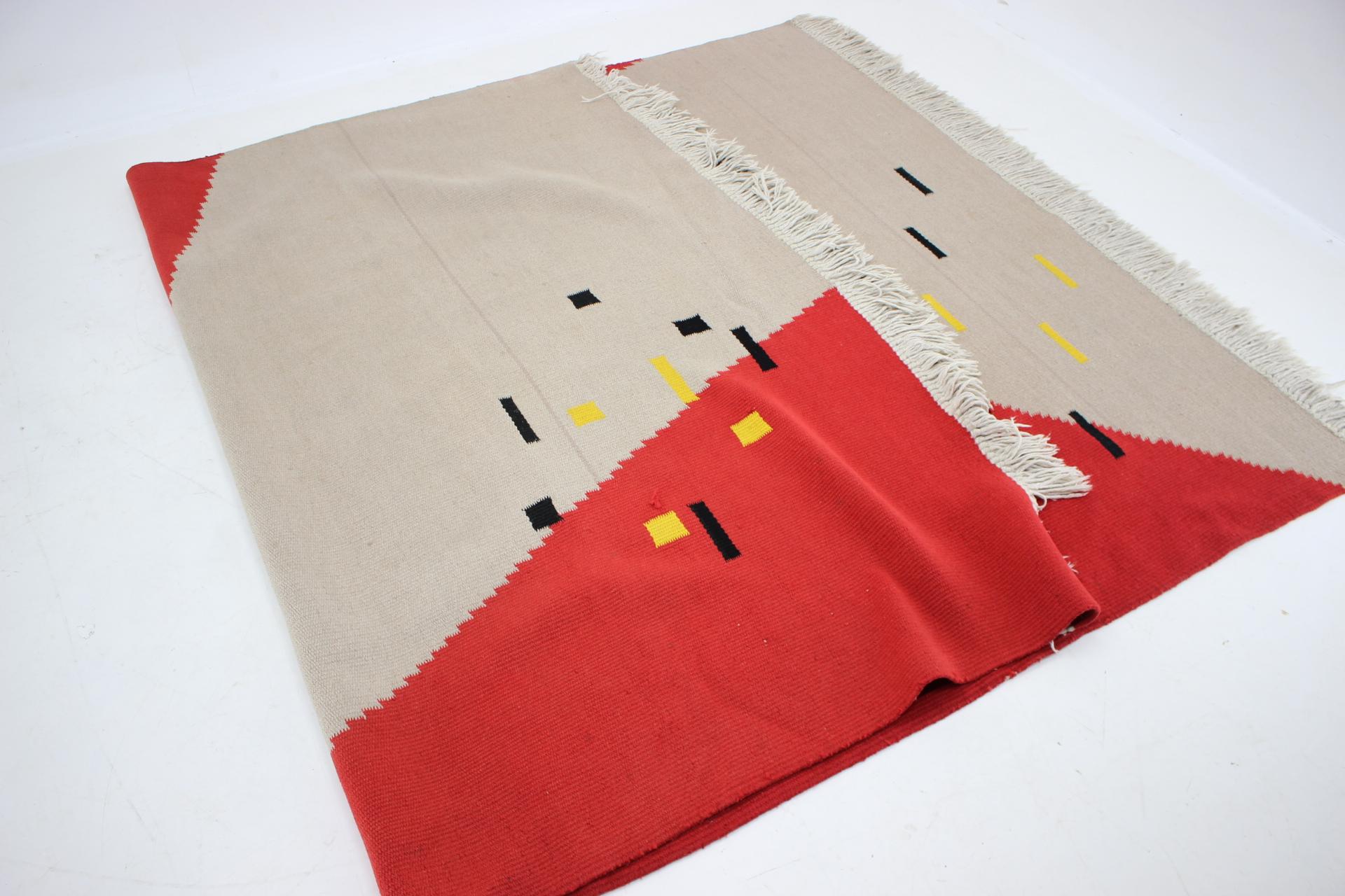 Tappeto Kilim geometrico in lana degli anni '50 nello stile di Antonin Kybal in vendita 3