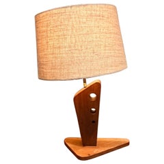 1950s Georg Gin Atomic Table Lamp Geometric Wood Design