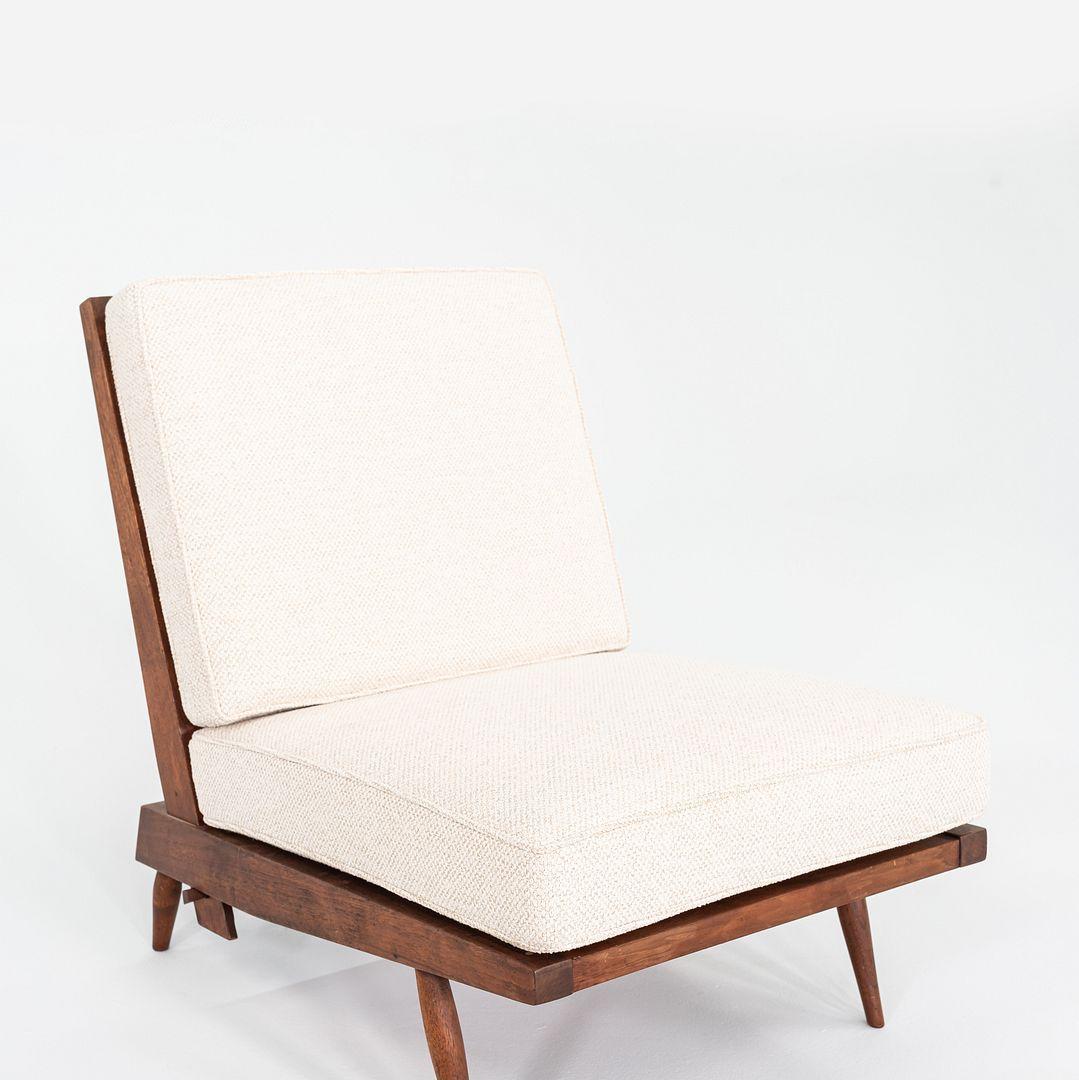 Chaise longue à coussins avec dossier à lamelles en noyer, George Nakashima Studio, années 1950 en vente 3