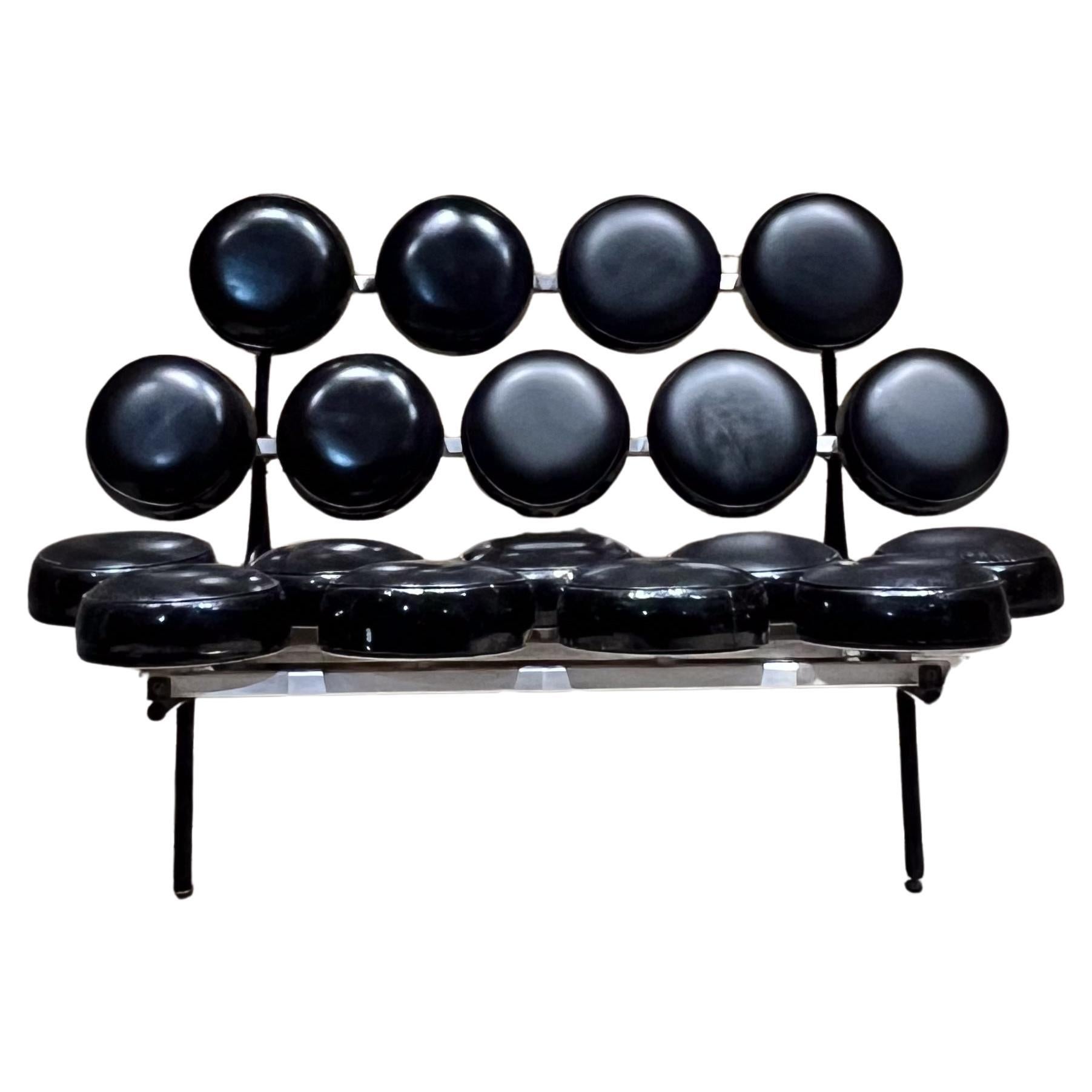 George Nelson Black Marshmallow Sofa for Herman Miller Mid Century 1950s (Canapé noir en guimauve pour Herman Miller)